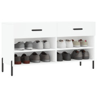 Produktbild för Skobänk vit 102x35x55 cm konstruerat trä