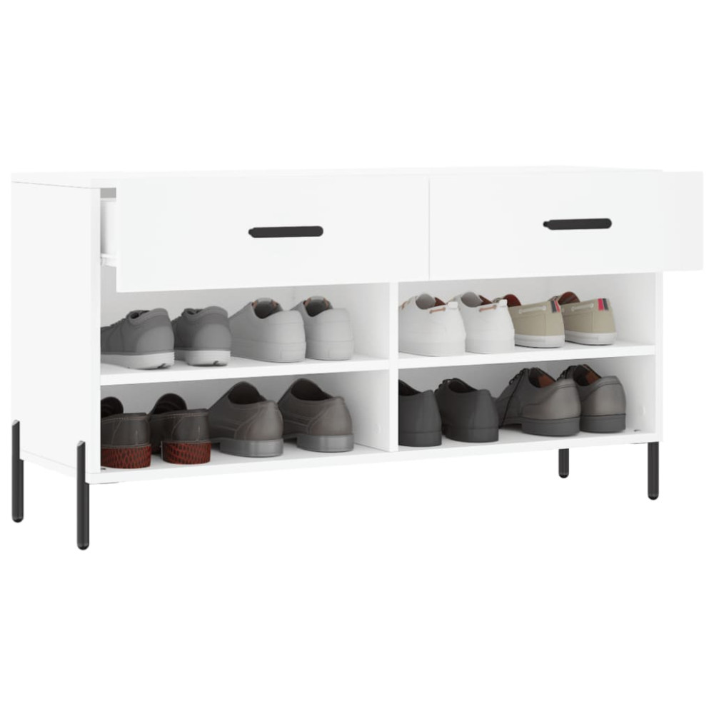 Produktbild för Skobänk vit 102x35x55 cm konstruerat trä