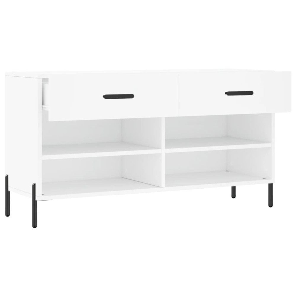 Produktbild för Skobänk vit 102x35x55 cm konstruerat trä