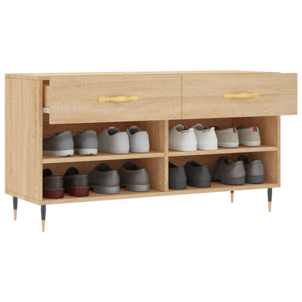 Produktbild för Skobänk sonoma-ek 102x35x55 cm konstruerat trä