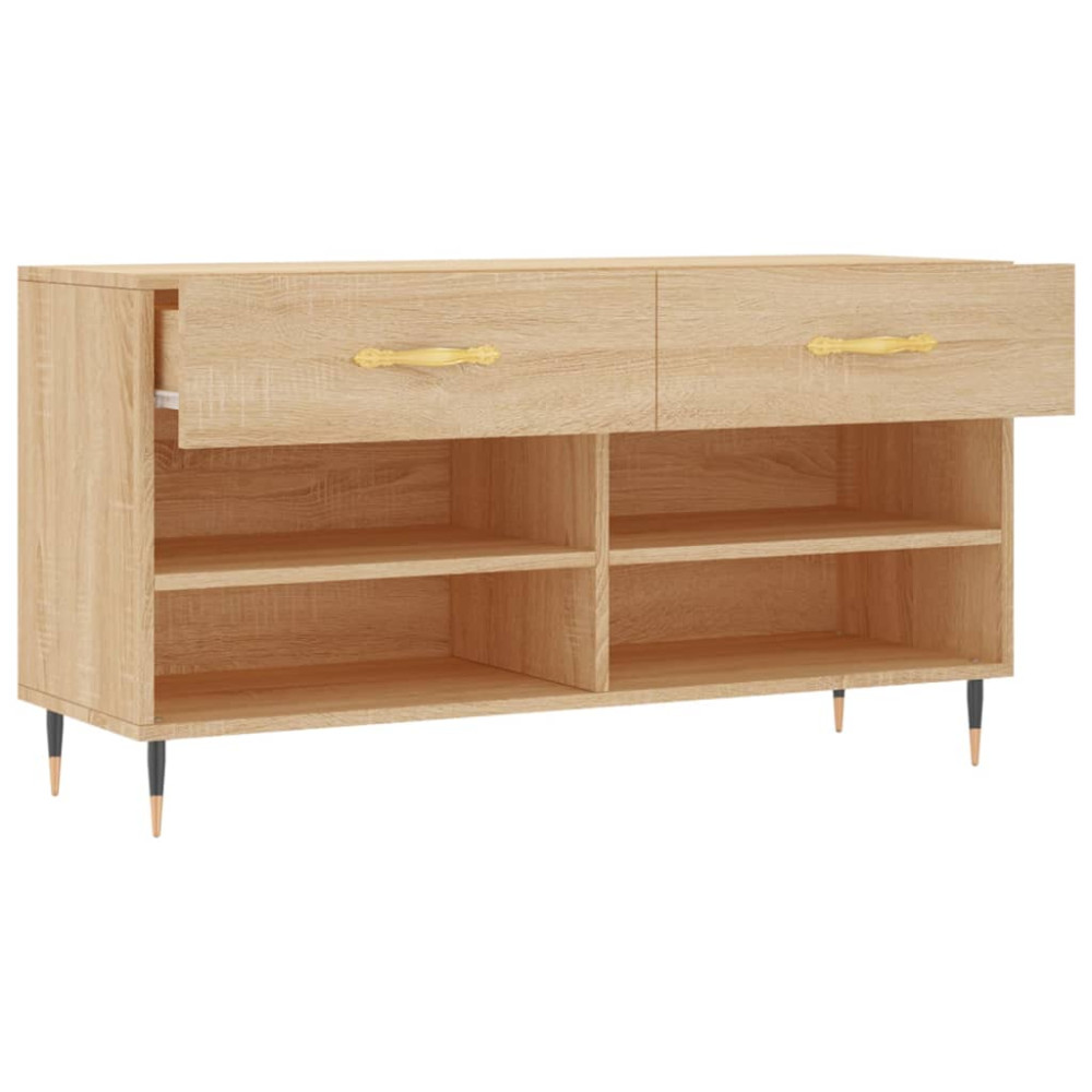 Produktbild för Skobänk sonoma-ek 102x35x55 cm konstruerat trä