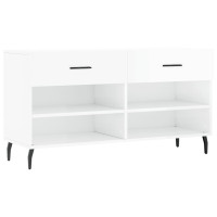 Produktbild för Skobänk vit högglans 102x35x55 cm konstruerat trä