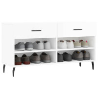 Produktbild för Skobänk vit högglans 102x35x55 cm konstruerat trä