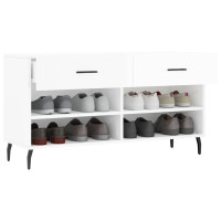 Produktbild för Skobänk vit högglans 102x35x55 cm konstruerat trä