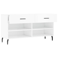Produktbild för Skobänk vit högglans 102x35x55 cm konstruerat trä