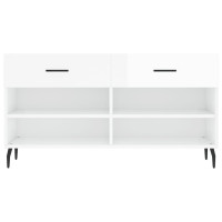 Produktbild för Skobänk vit högglans 102x35x55 cm konstruerat trä