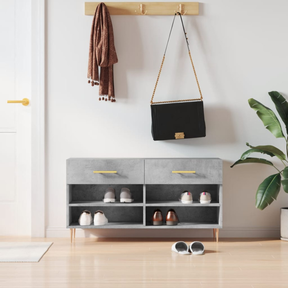 Produktbild för Skobänk betonggrå 102x35x55 cm konstruerat trä
