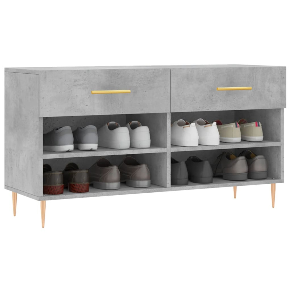 Produktbild för Skobänk betonggrå 102x35x55 cm konstruerat trä