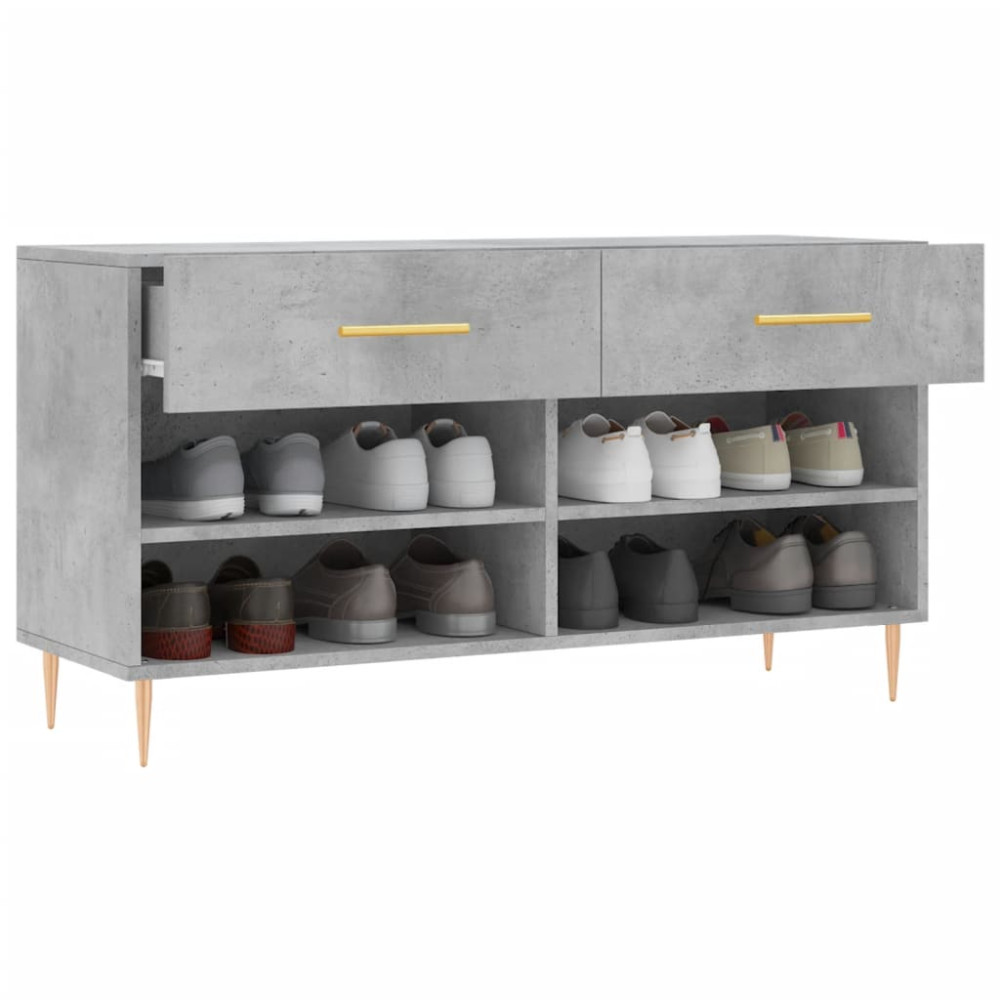 Produktbild för Skobänk betonggrå 102x35x55 cm konstruerat trä