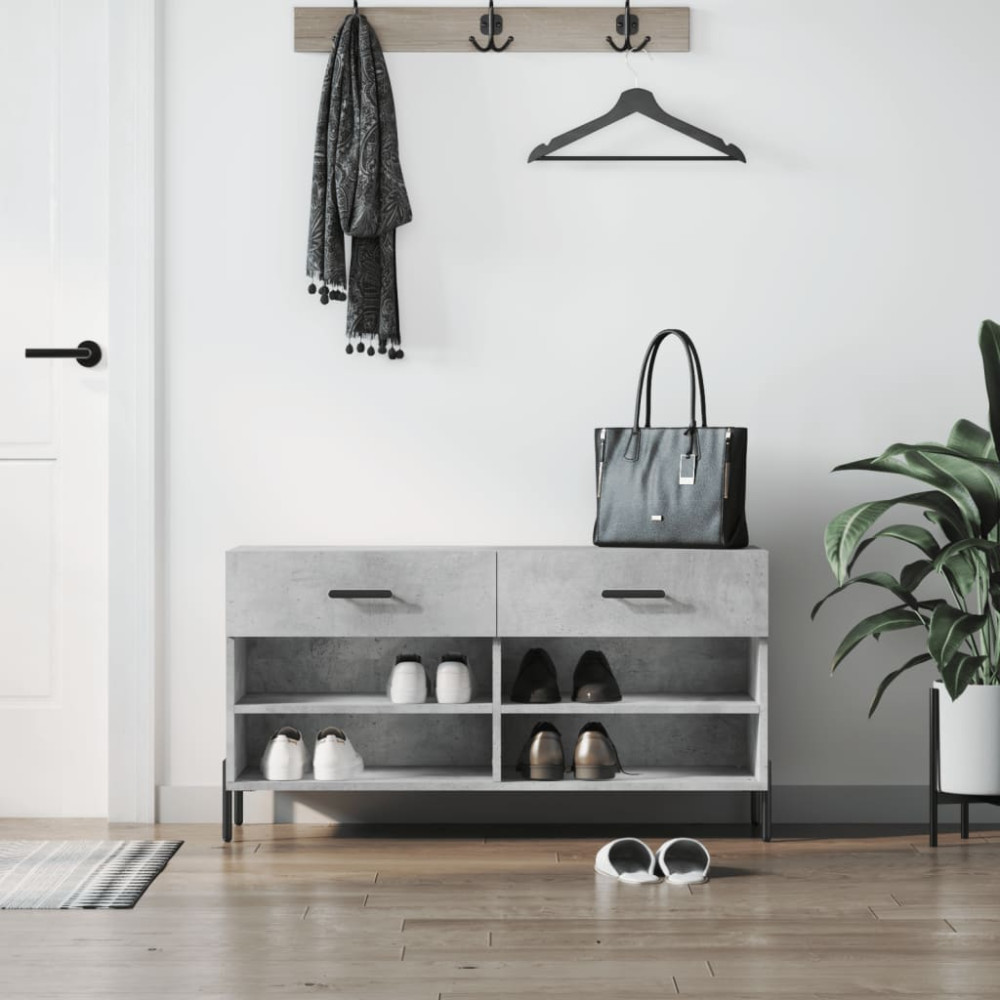Produktbild för Skobänk betonggrå 102x35x55 cm konstruerat trä