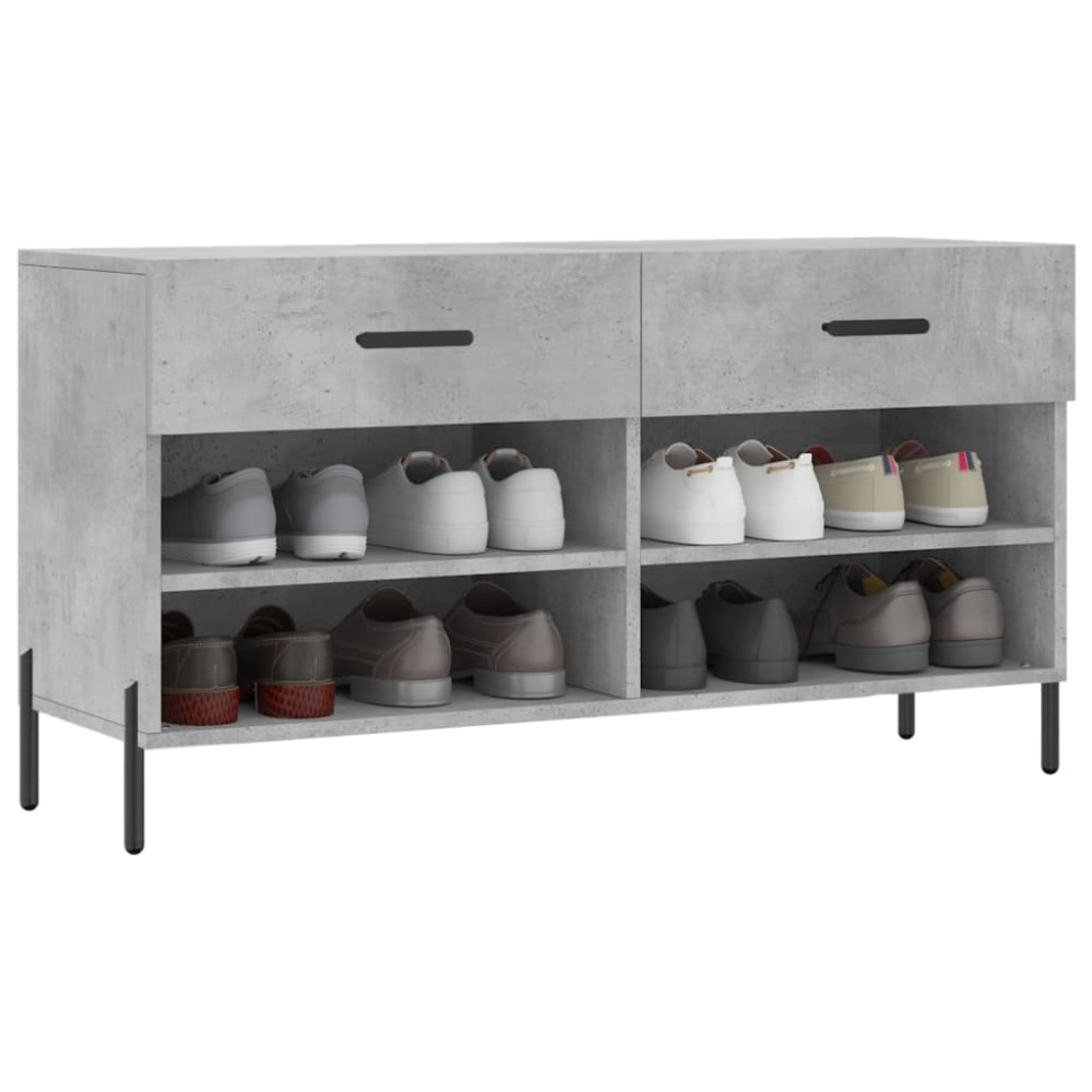 Produktbild för Skobänk betonggrå 102x35x55 cm konstruerat trä