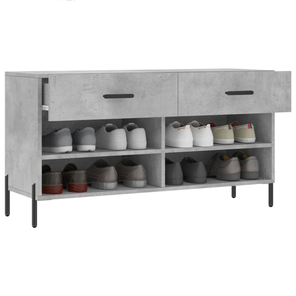 Produktbild för Skobänk betonggrå 102x35x55 cm konstruerat trä