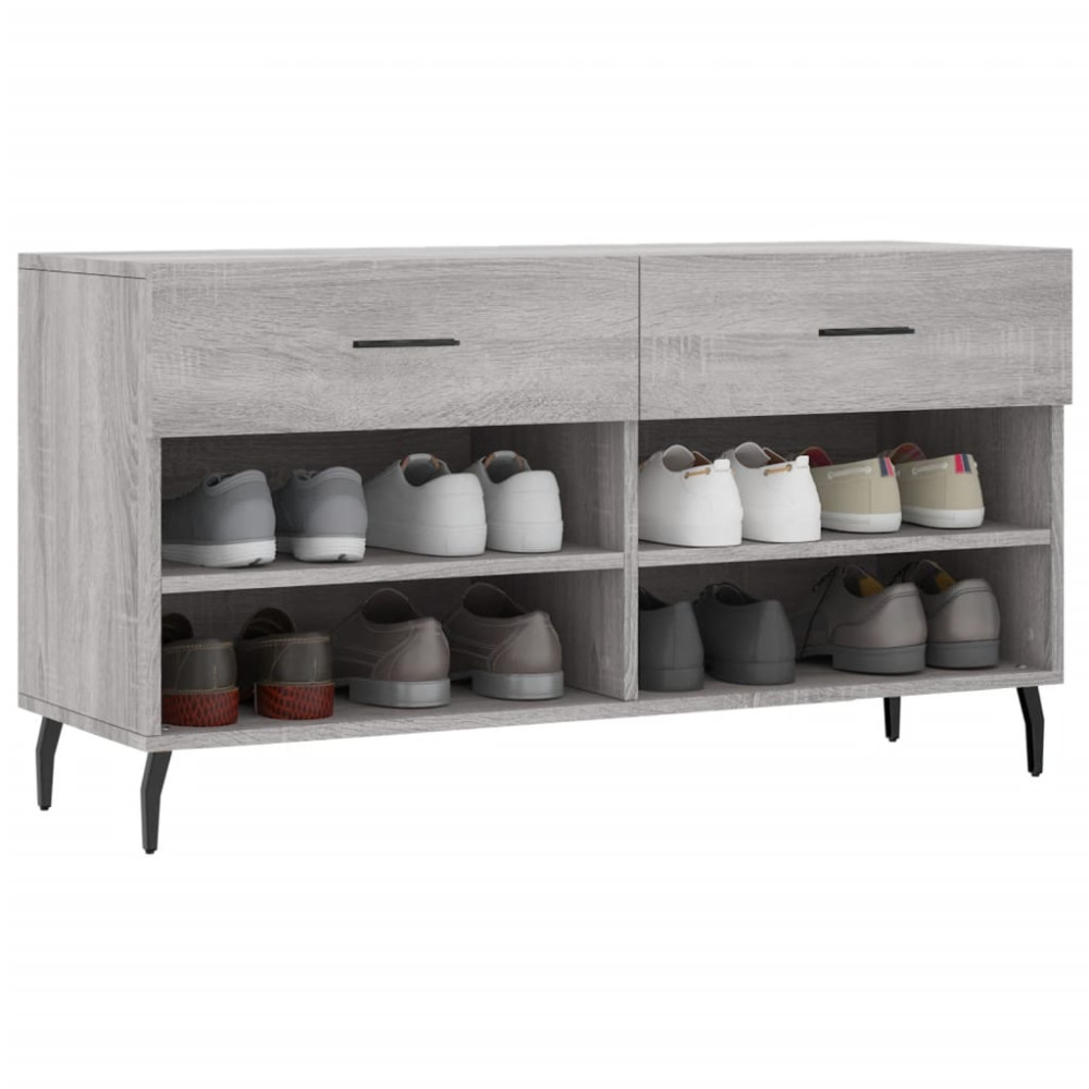 Produktbild för Skobänk grå sonoma 102x35x55 cm konstruerat trä