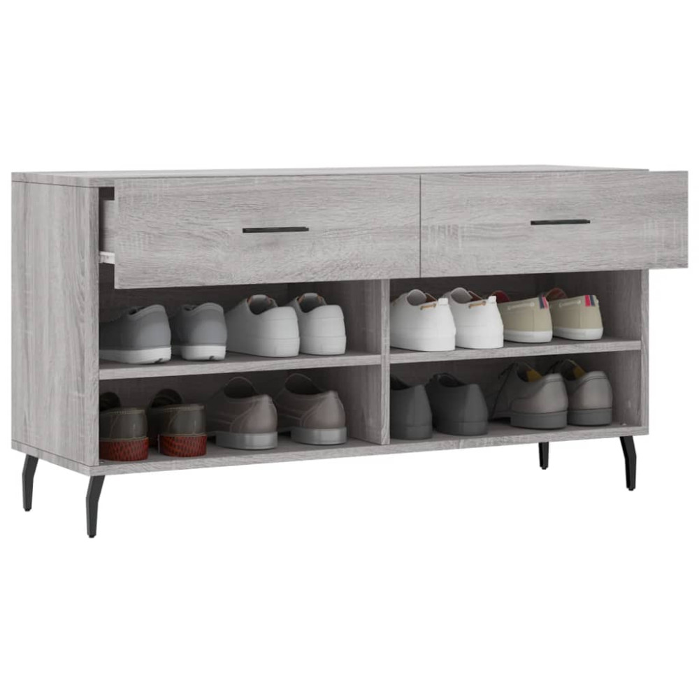 Produktbild för Skobänk grå sonoma 102x35x55 cm konstruerat trä