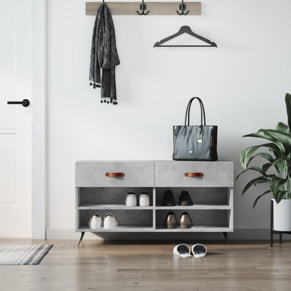 Produktbild för Skobänk betonggrå 102x35x55 cm konstruerat trä
