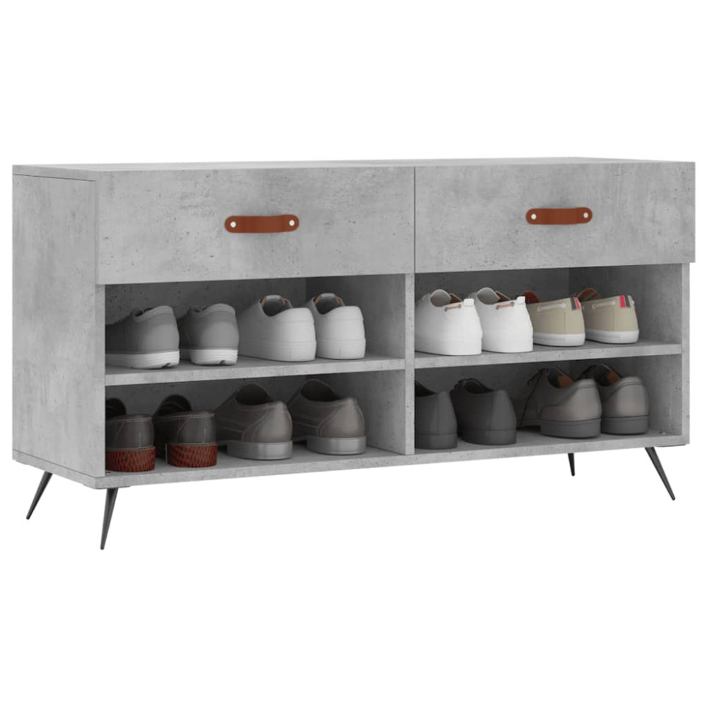 Produktbild för Skobänk betonggrå 102x35x55 cm konstruerat trä