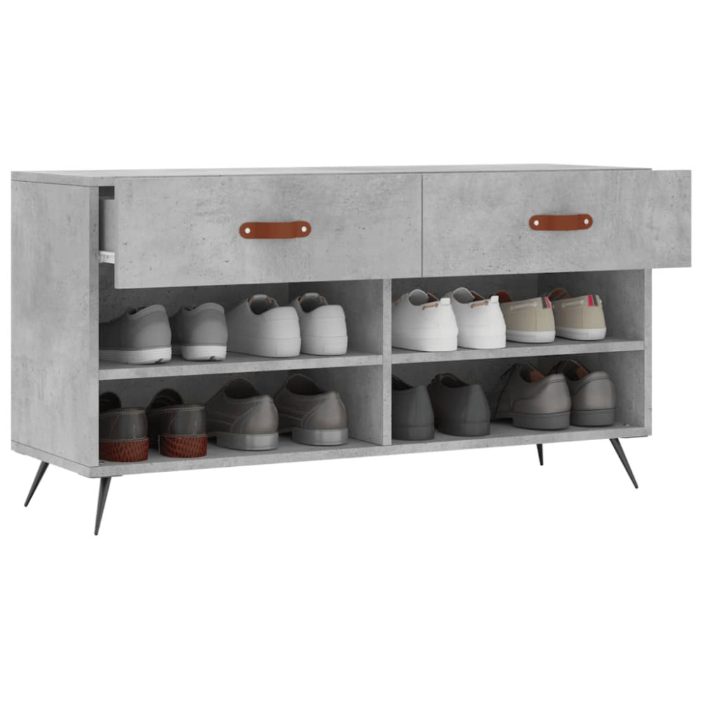 Produktbild för Skobänk betonggrå 102x35x55 cm konstruerat trä