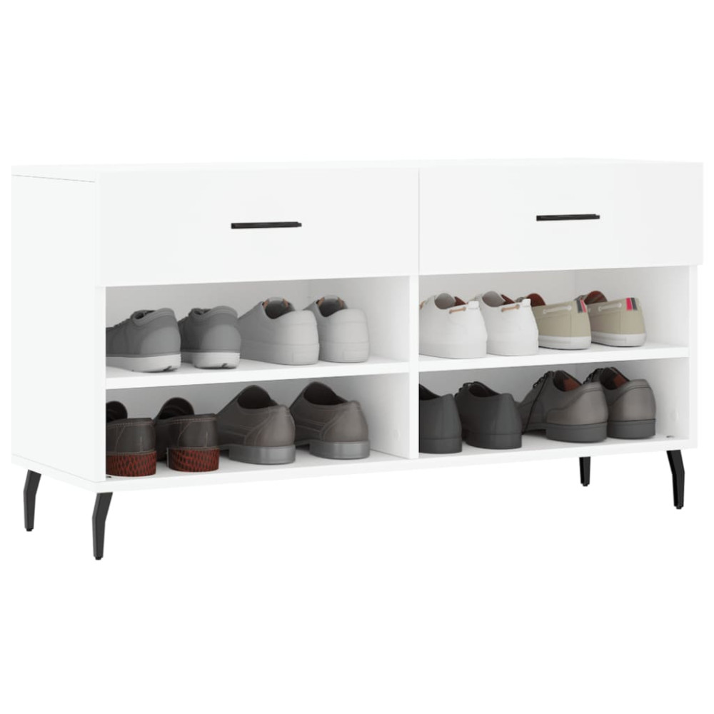 Produktbild för Skobänk vit 102x35x55 cm konstruerat trä