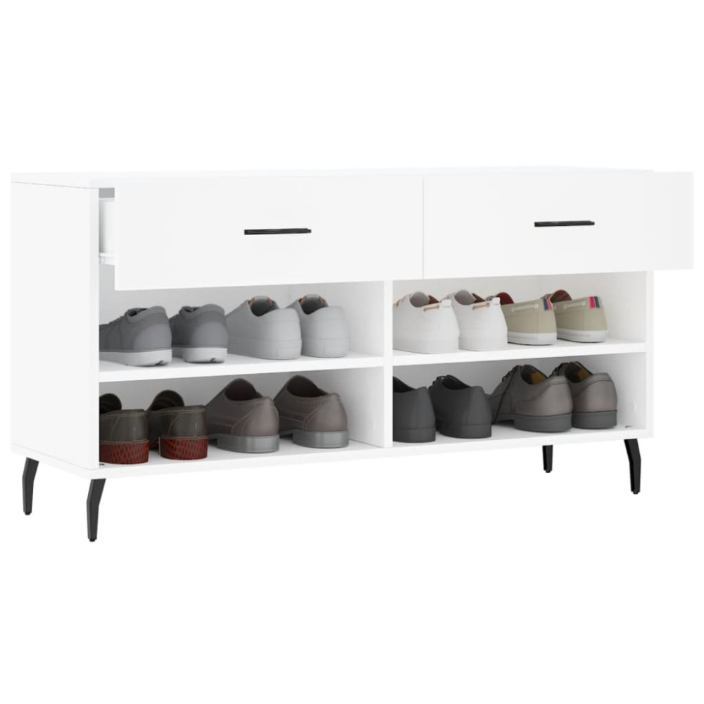 Produktbild för Skobänk vit 102x35x55 cm konstruerat trä