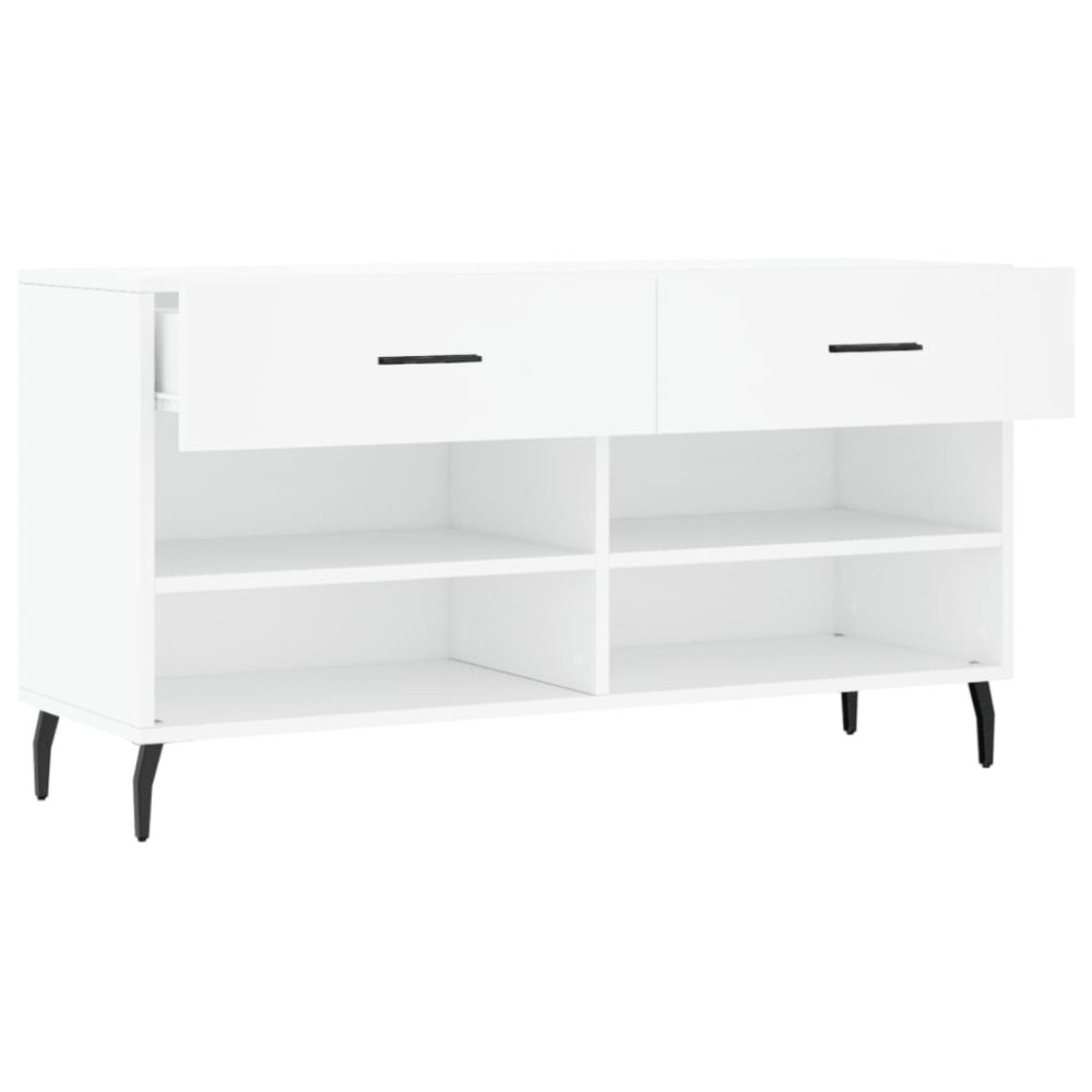 Produktbild för Skobänk vit 102x35x55 cm konstruerat trä