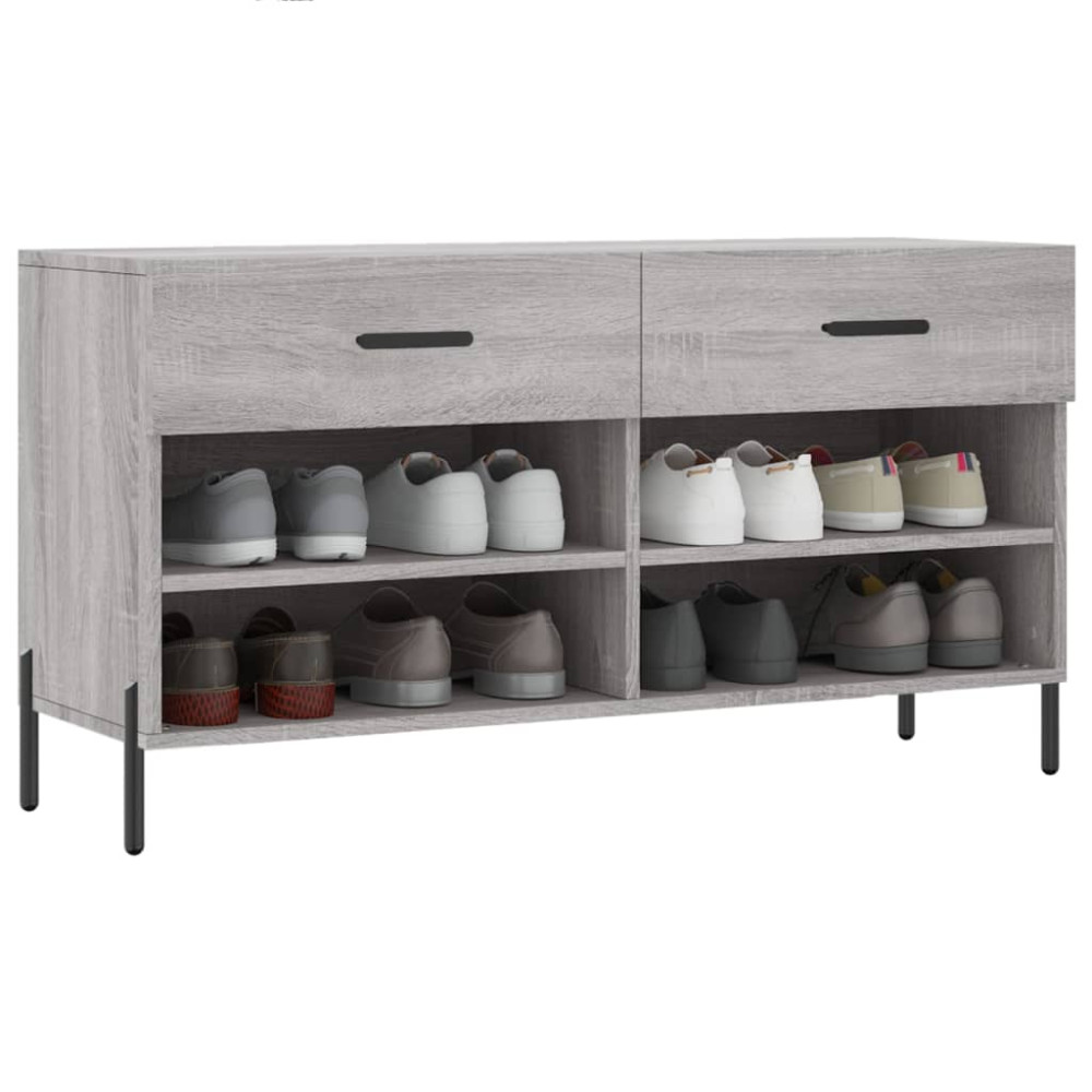 Produktbild för Skobänk grå sonoma 102x35x55 cm konstruerat trä