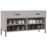 Produktbild för Skobänk grå sonoma 102x35x55 cm konstruerat trä