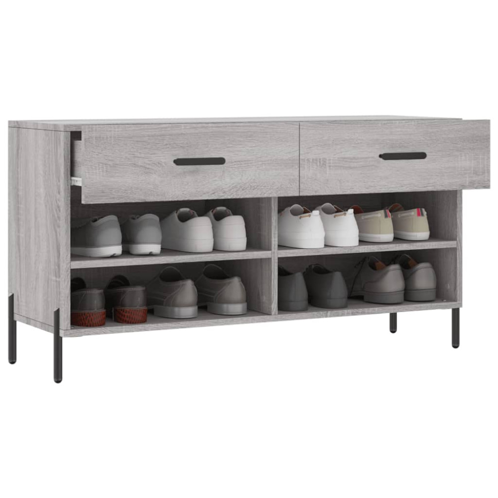 Produktbild för Skobänk grå sonoma 102x35x55 cm konstruerat trä