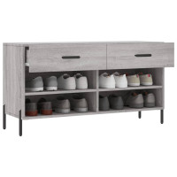 Produktbild för Skobänk grå sonoma 102x35x55 cm konstruerat trä