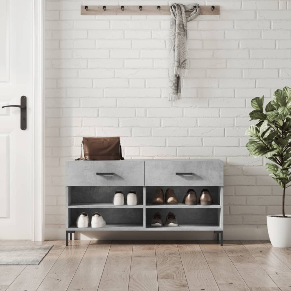 Produktbild för Skobänk betonggrå 102x35x55 cm konstruerat trä