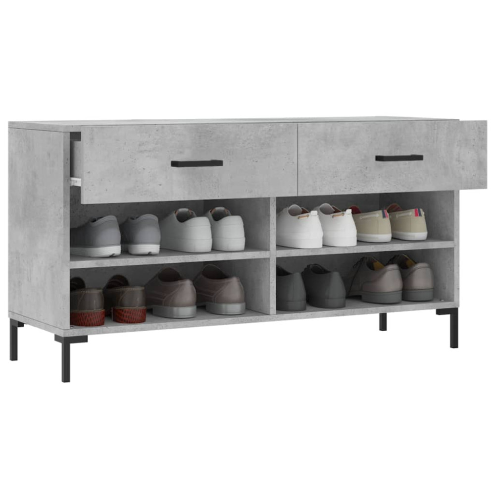 Produktbild för Skobänk betonggrå 102x35x55 cm konstruerat trä