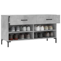 Produktbild för Skobänk betonggrå 102x35x55 cm konstruerat trä