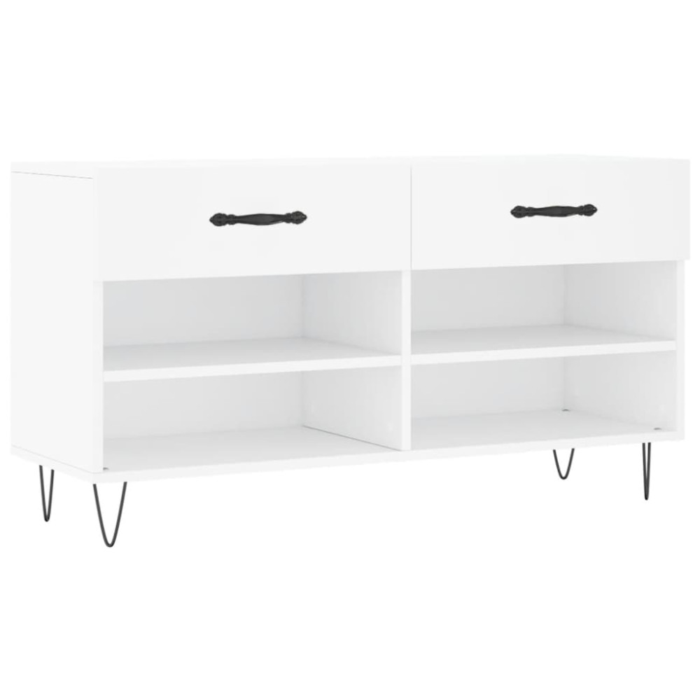 Produktbild för Skobänk vit 102x35x55 cm konstruerat trä