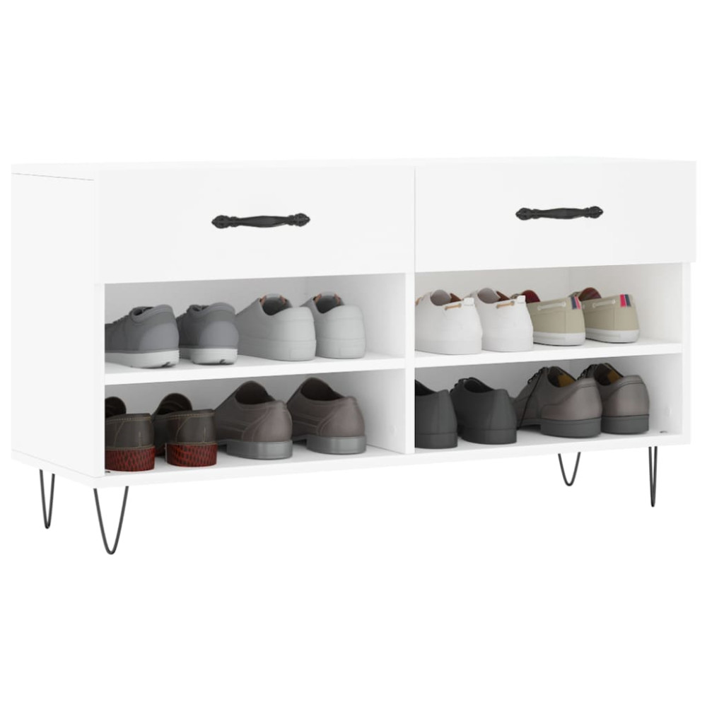 Produktbild för Skobänk vit 102x35x55 cm konstruerat trä