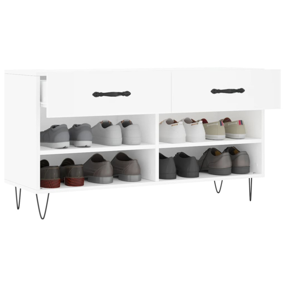 Produktbild för Skobänk vit 102x35x55 cm konstruerat trä
