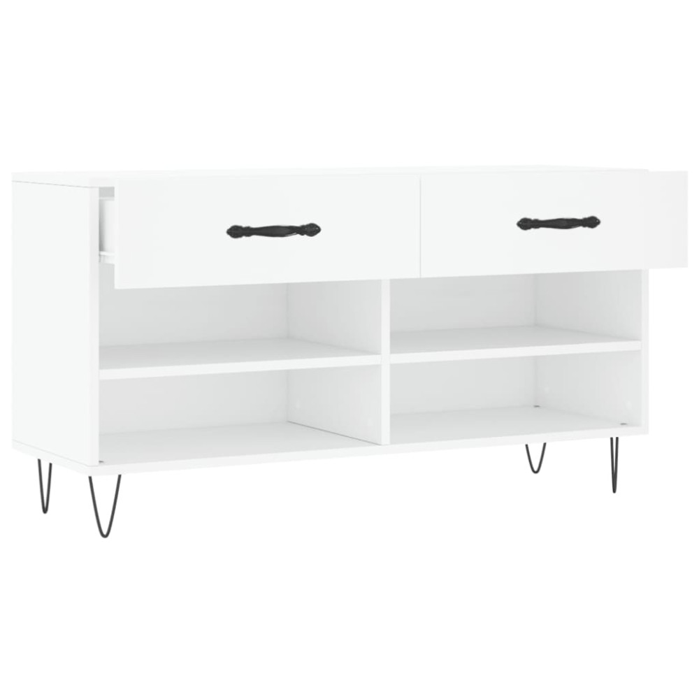 Produktbild för Skobänk vit 102x35x55 cm konstruerat trä