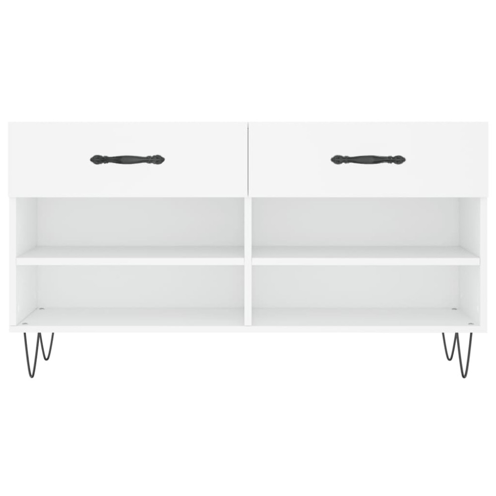 Produktbild för Skobänk vit 102x35x55 cm konstruerat trä