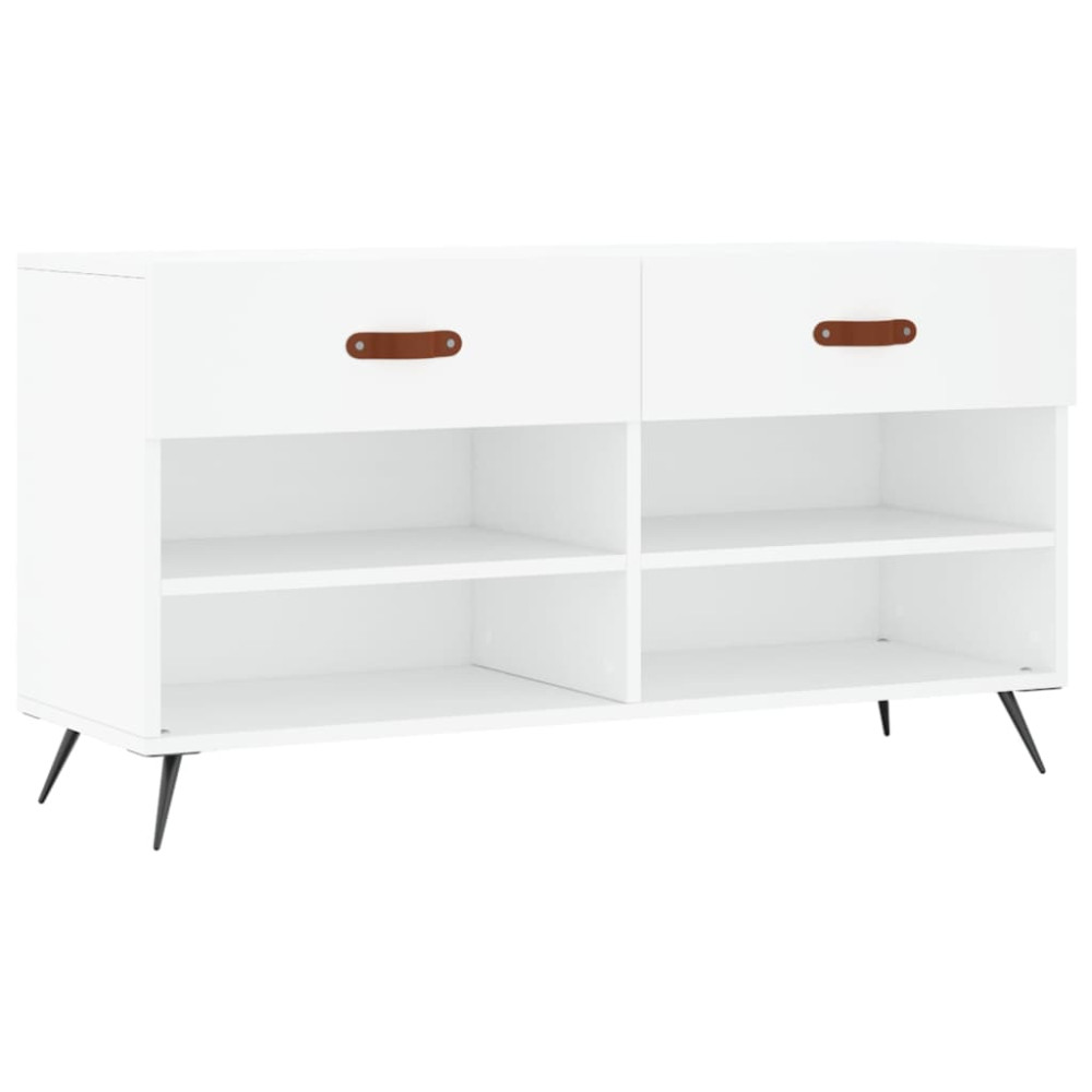 Produktbild för Skobänk vit 102x35x55 cm konstruerat trä