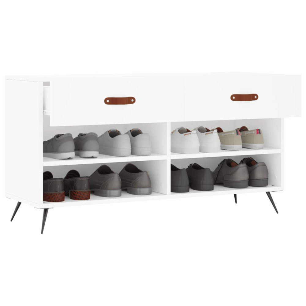 Produktbild för Skobänk vit 102x35x55 cm konstruerat trä