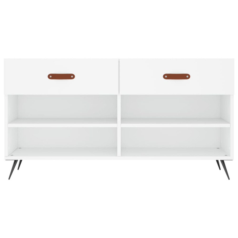Produktbild för Skobänk vit 102x35x55 cm konstruerat trä