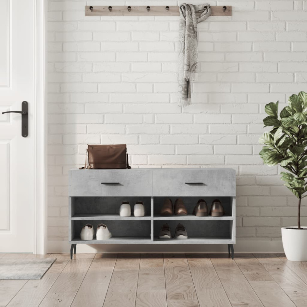 Produktbild för Skobänk betonggrå 102x35x55 cm konstruerat trä