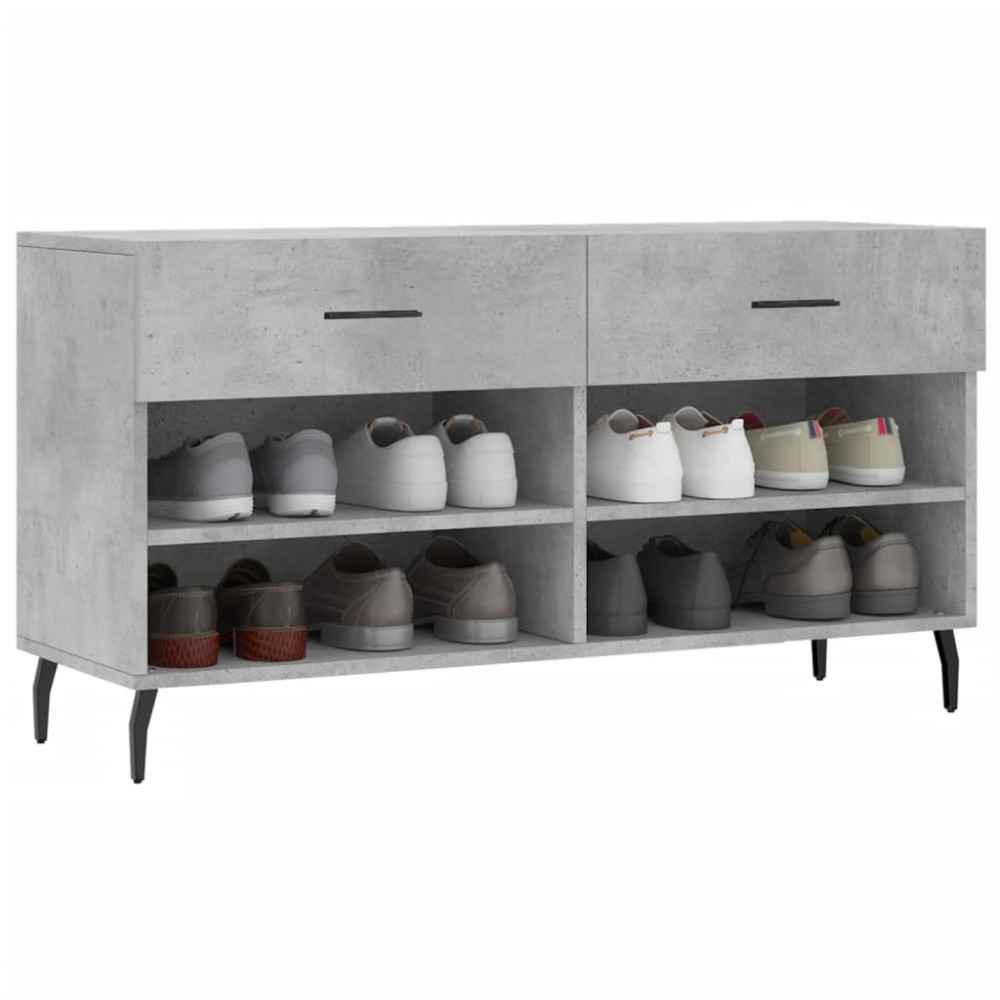 Produktbild för Skobänk betonggrå 102x35x55 cm konstruerat trä