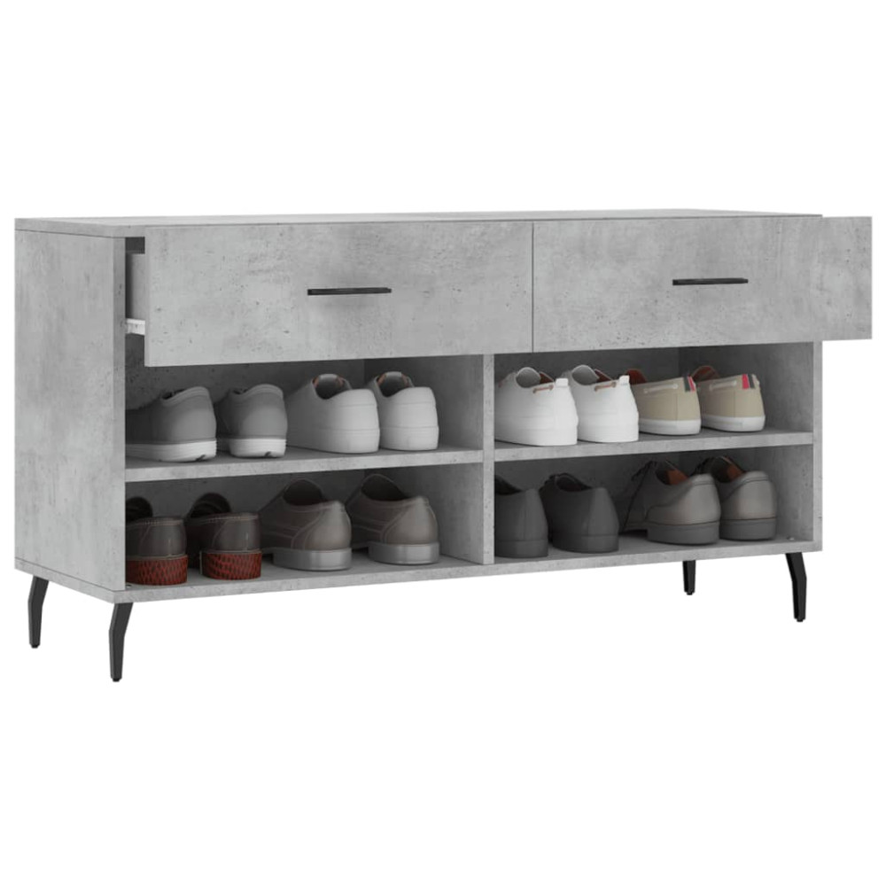 Produktbild för Skobänk betonggrå 102x35x55 cm konstruerat trä