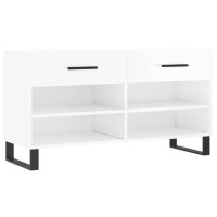 Produktbild för Skobänk vit högglans 102x35x55 cm konstruerat trä