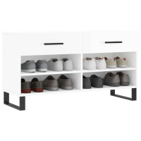 Produktbild för Skobänk vit högglans 102x35x55 cm konstruerat trä