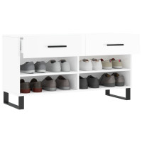 Produktbild för Skobänk vit högglans 102x35x55 cm konstruerat trä