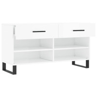 Produktbild för Skobänk vit högglans 102x35x55 cm konstruerat trä
