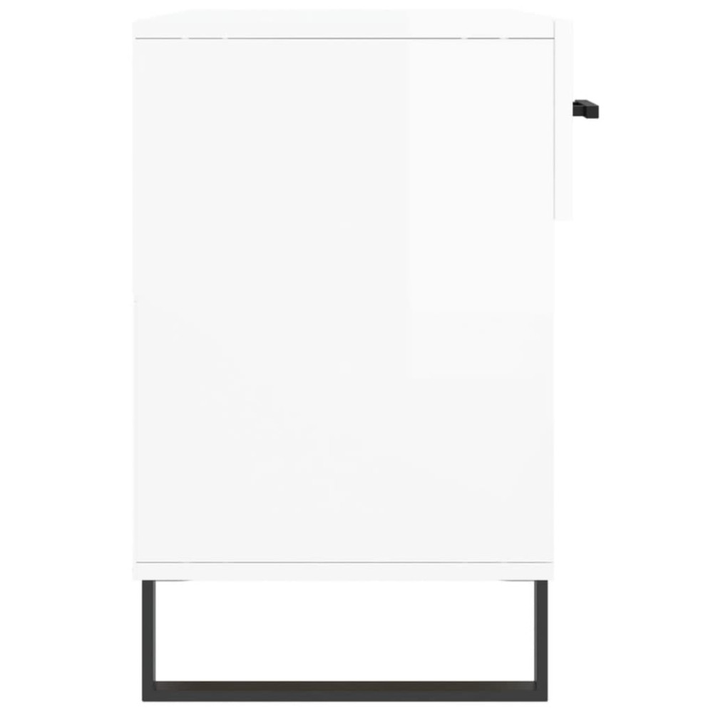 Produktbild för Skobänk vit högglans 102x35x55 cm konstruerat trä