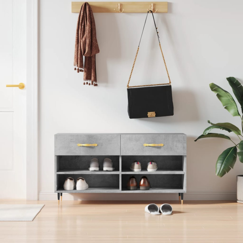 Produktbild för Skobänk betonggrå 102x35x55 cm konstruerat trä