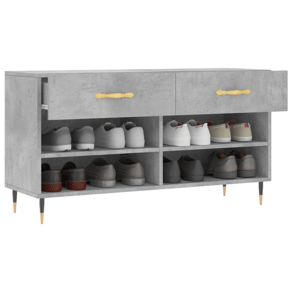 Produktbild för Skobänk betonggrå 102x35x55 cm konstruerat trä
