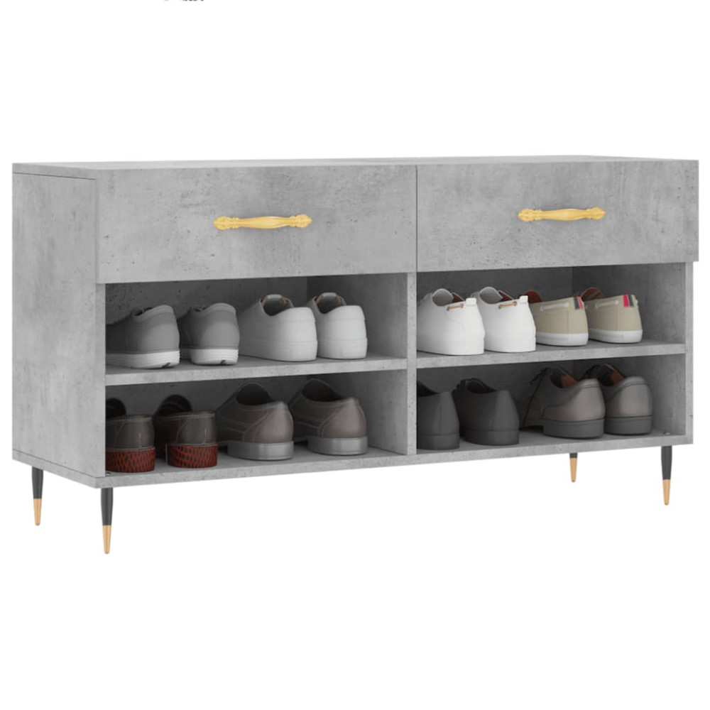 Produktbild för Skobänk betonggrå 102x35x55 cm konstruerat trä